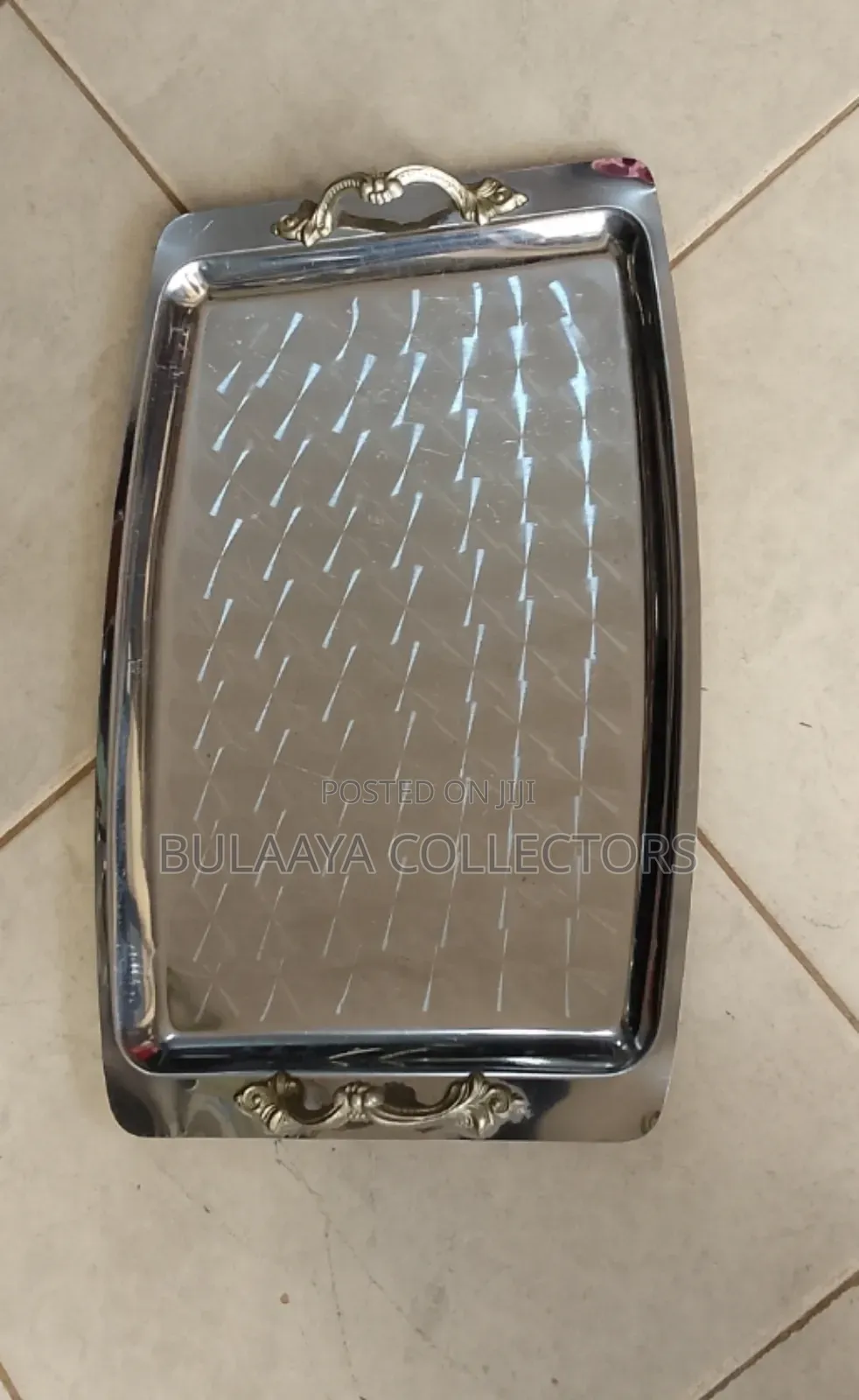 Japanese Vintage-Style Rectangular Serving Stainless Steel Tray.