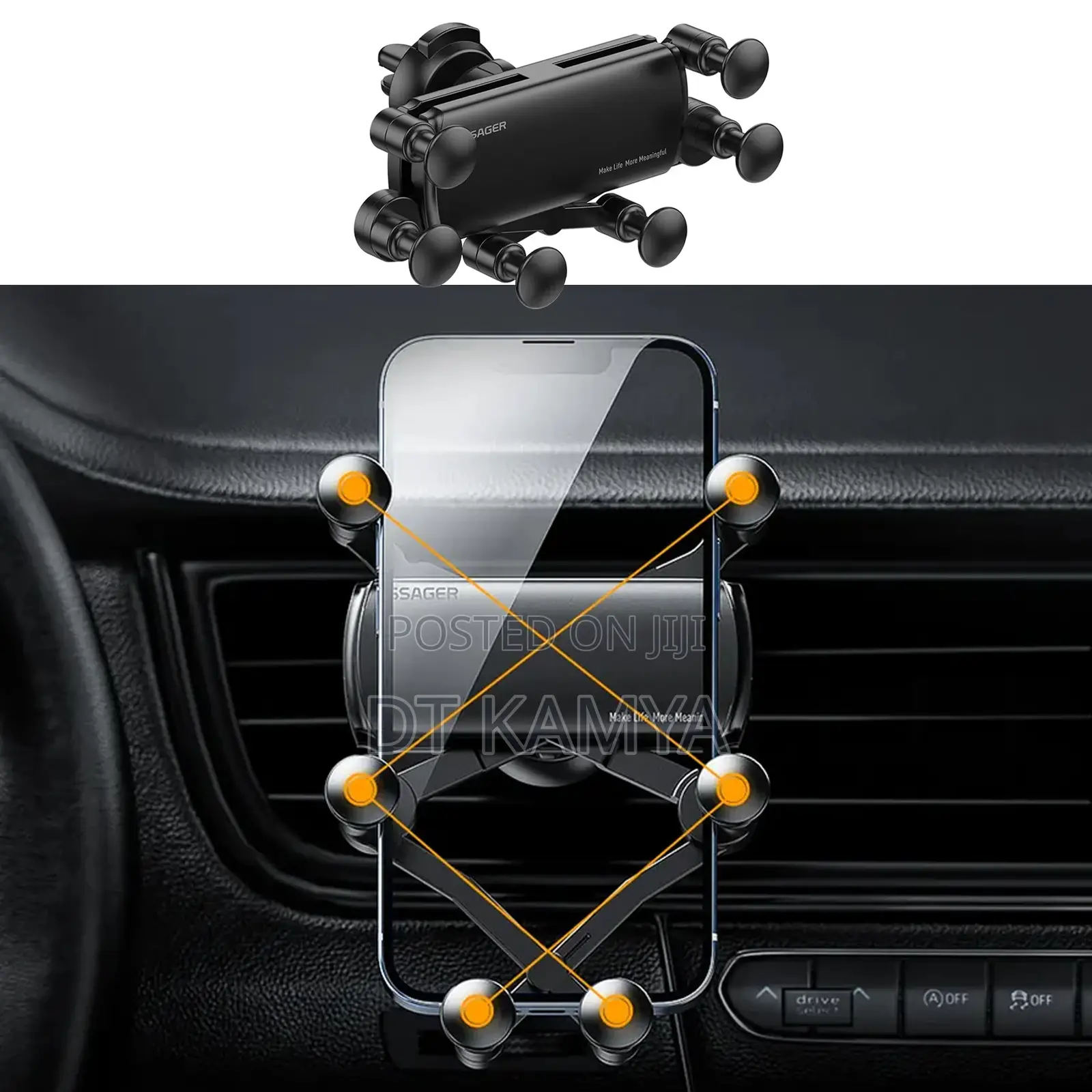 The One Pro Car Phone Holder - 6 Point Mount Ac Vent Grip Phone Holder