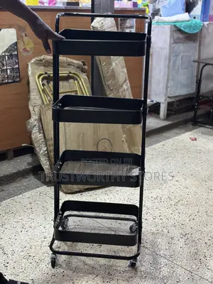 4layer Black Rotating Trolley - Metallic