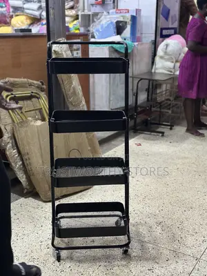 4layer Black Rotating Trolley - Metallic