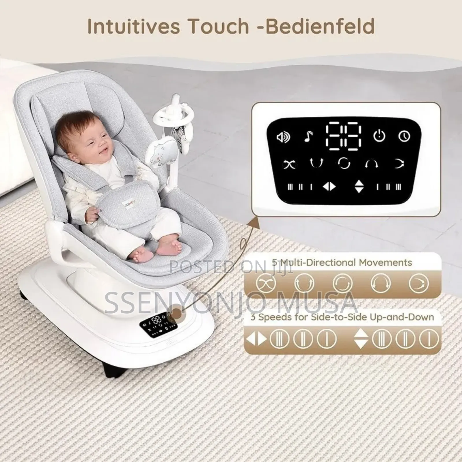 Mastela Smart Multi-Motion Baby Cradle Swing –Led Display, App Control