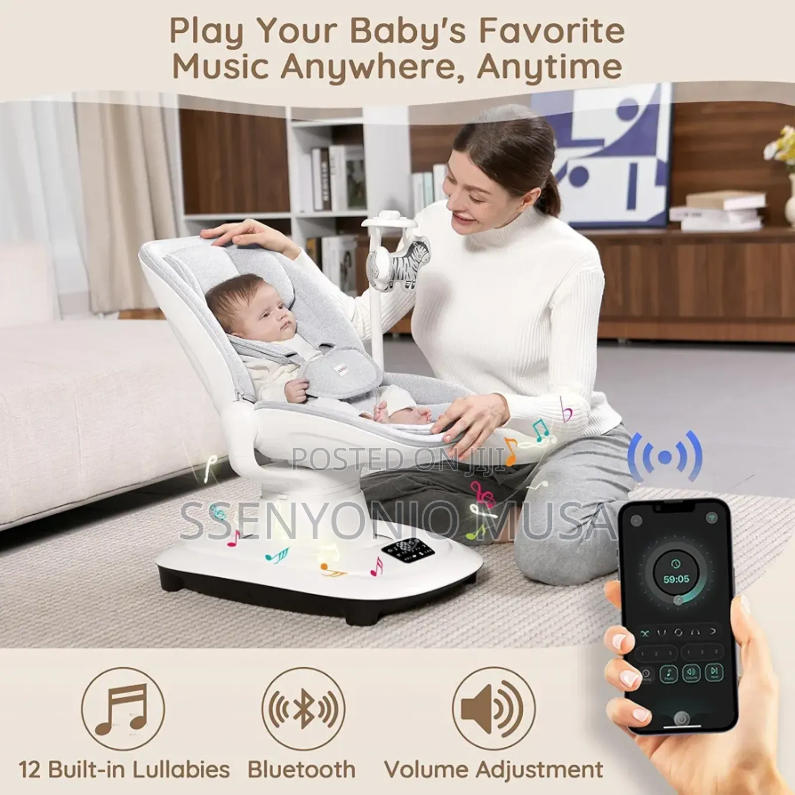 Mastela Smart Multi-Motion Baby Cradle Swing –Led Display, App Control