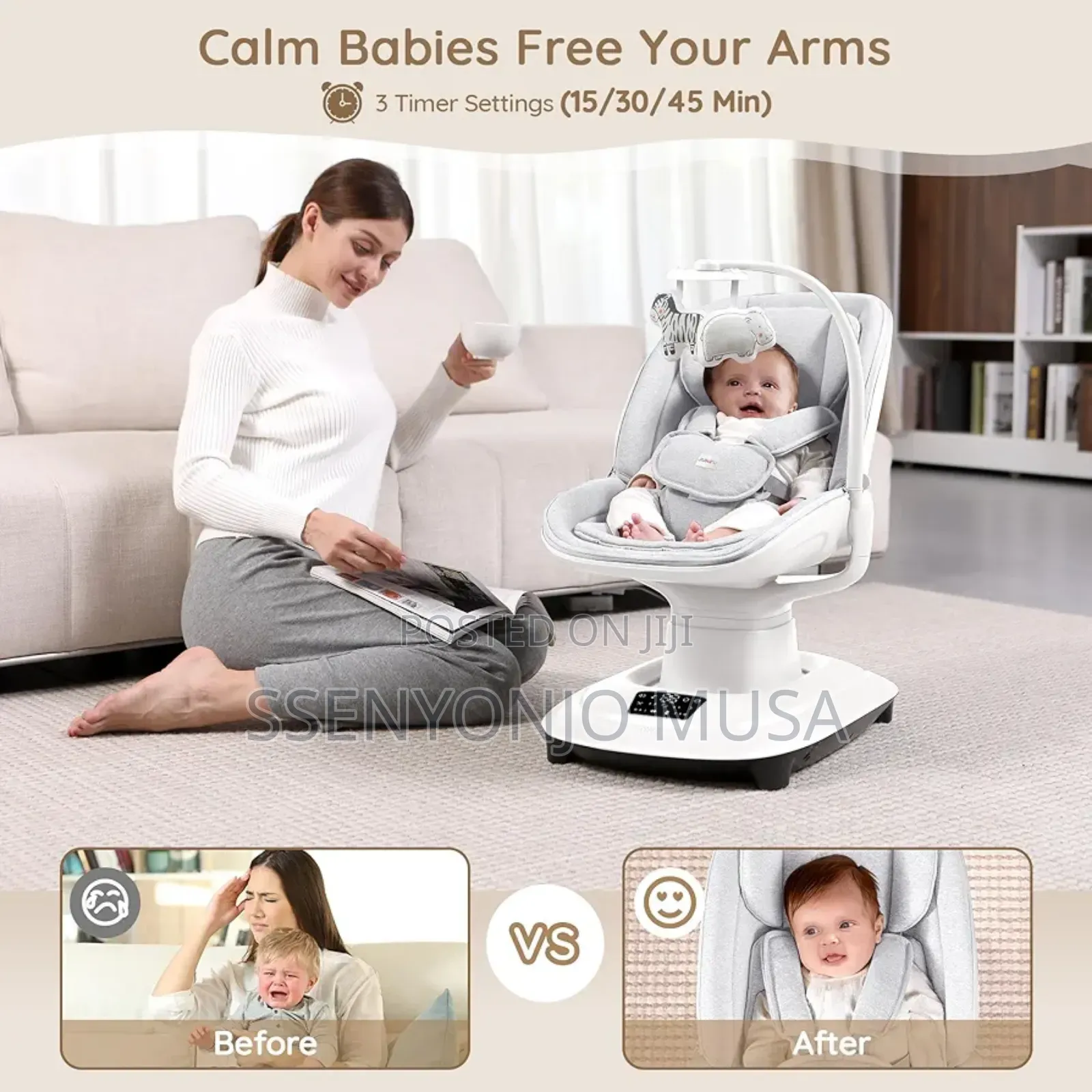 Mastela Smart Multi-Motion Baby Cradle Swing –Led Display, App Control