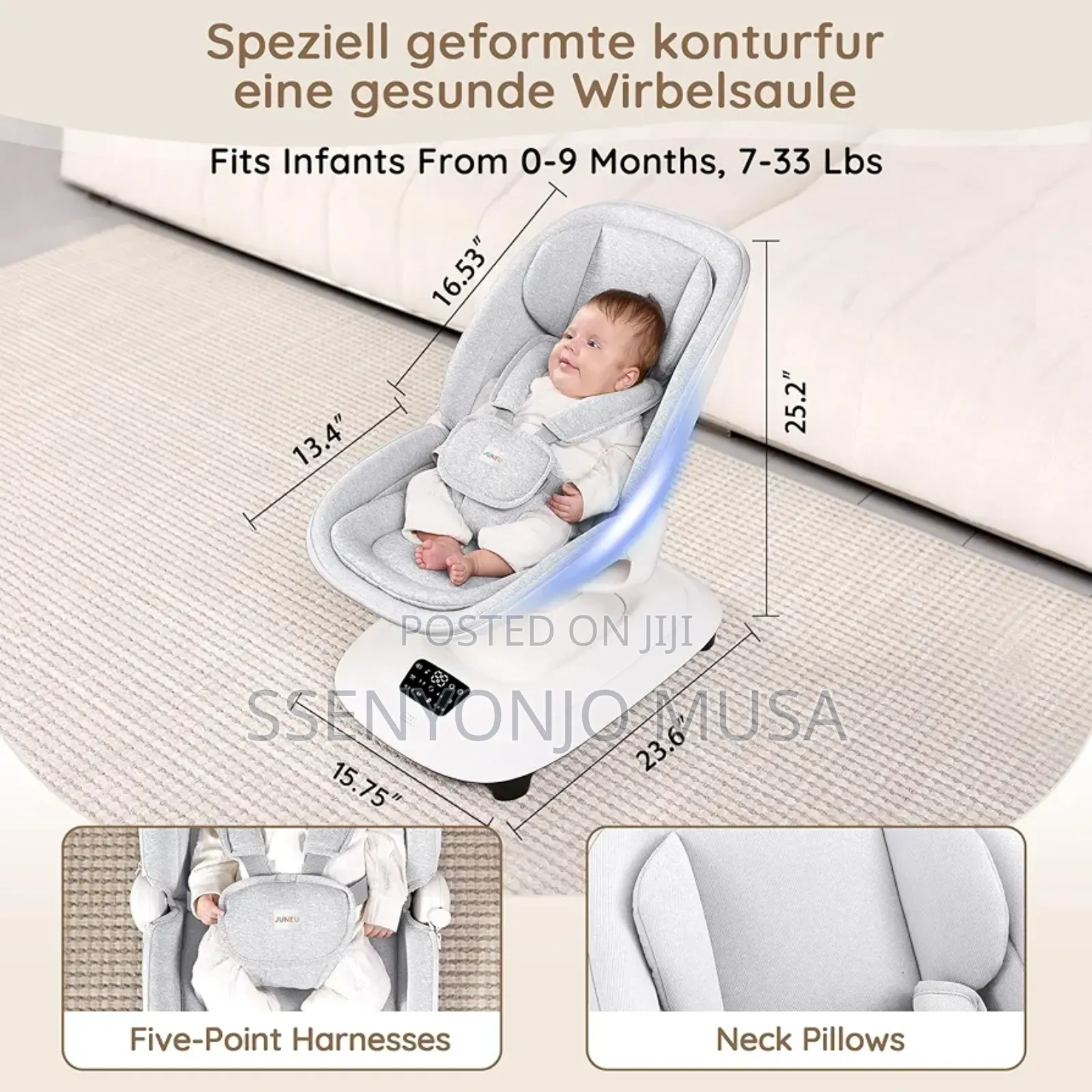 Mastela Smart Multi-Motion Baby Cradle Swing –Led Display, App Control