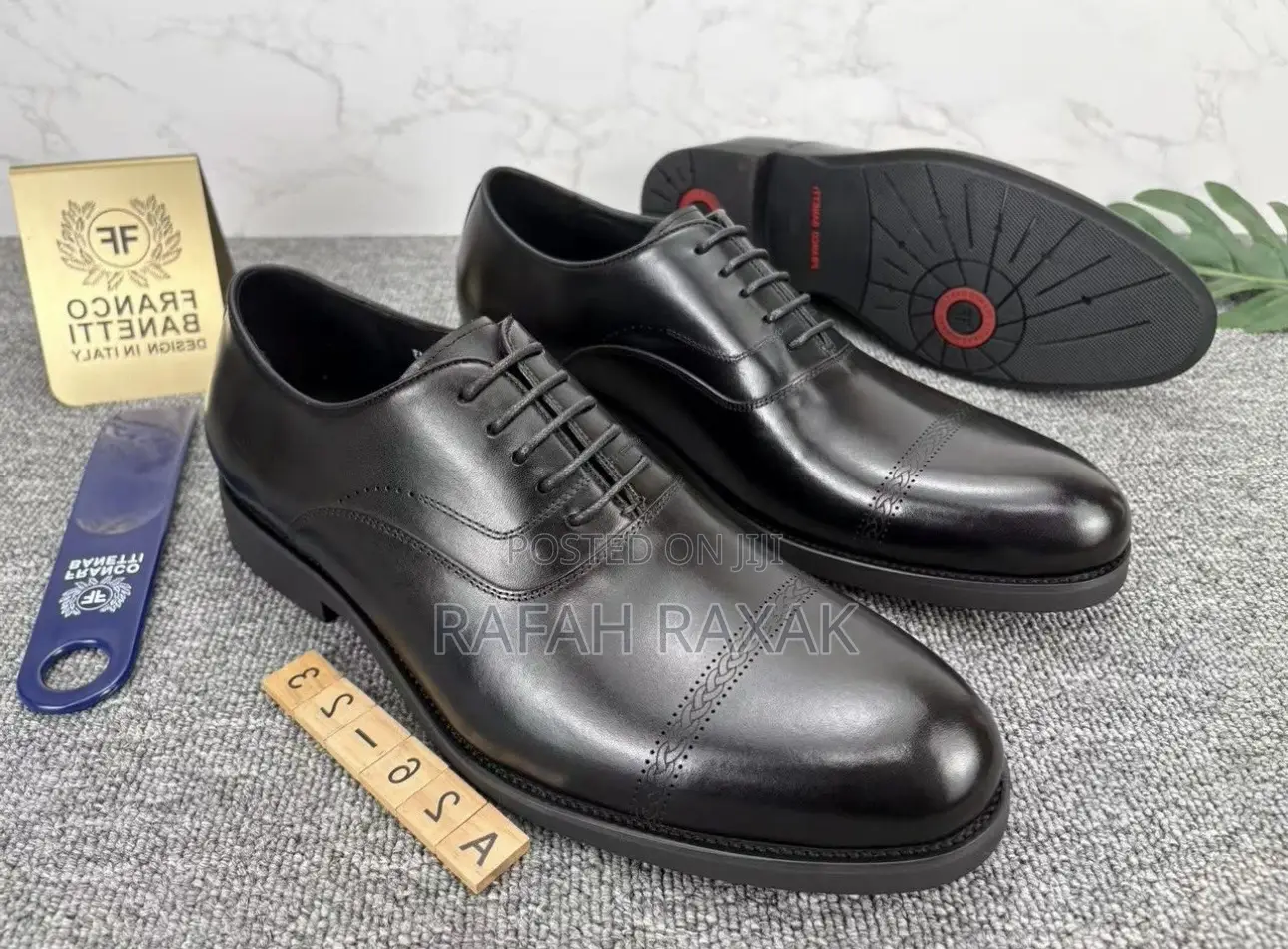 Men’S Classic Franco Banetti Cap-Toe Leather Oxford Shoes