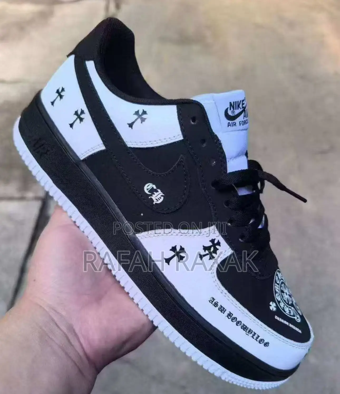 New Classic Black/White Nike Air Force Chrome Hearts Sneakers
