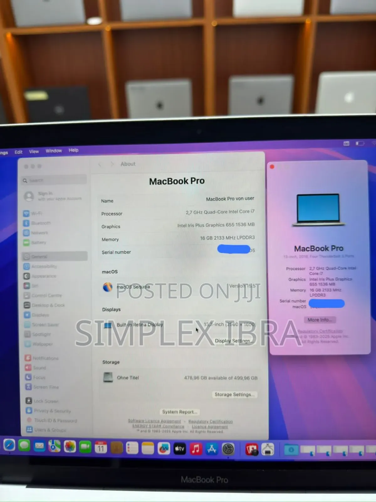 Laptop Apple MacBook 2018 16GB Intel Core i7 SSD 512GB