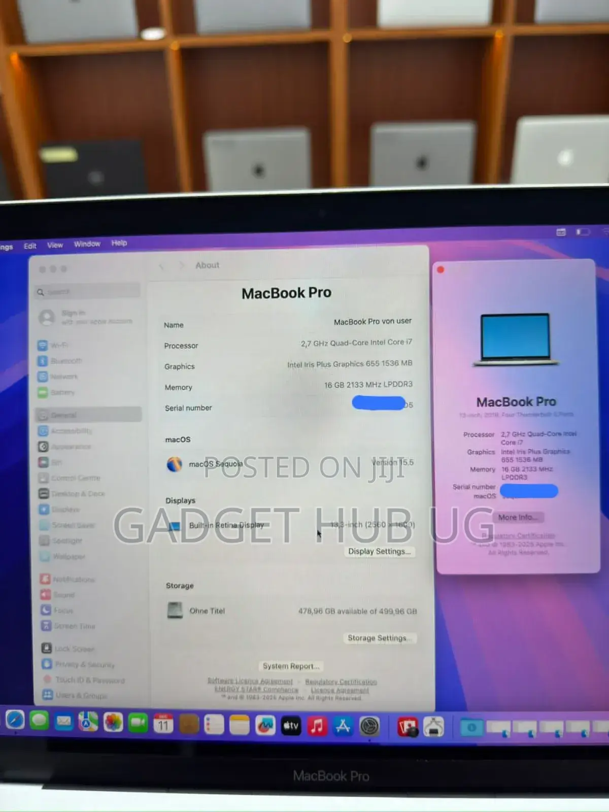 Laptop Apple MacBook 2018 16GB Intel Core i7 SSD 512GB