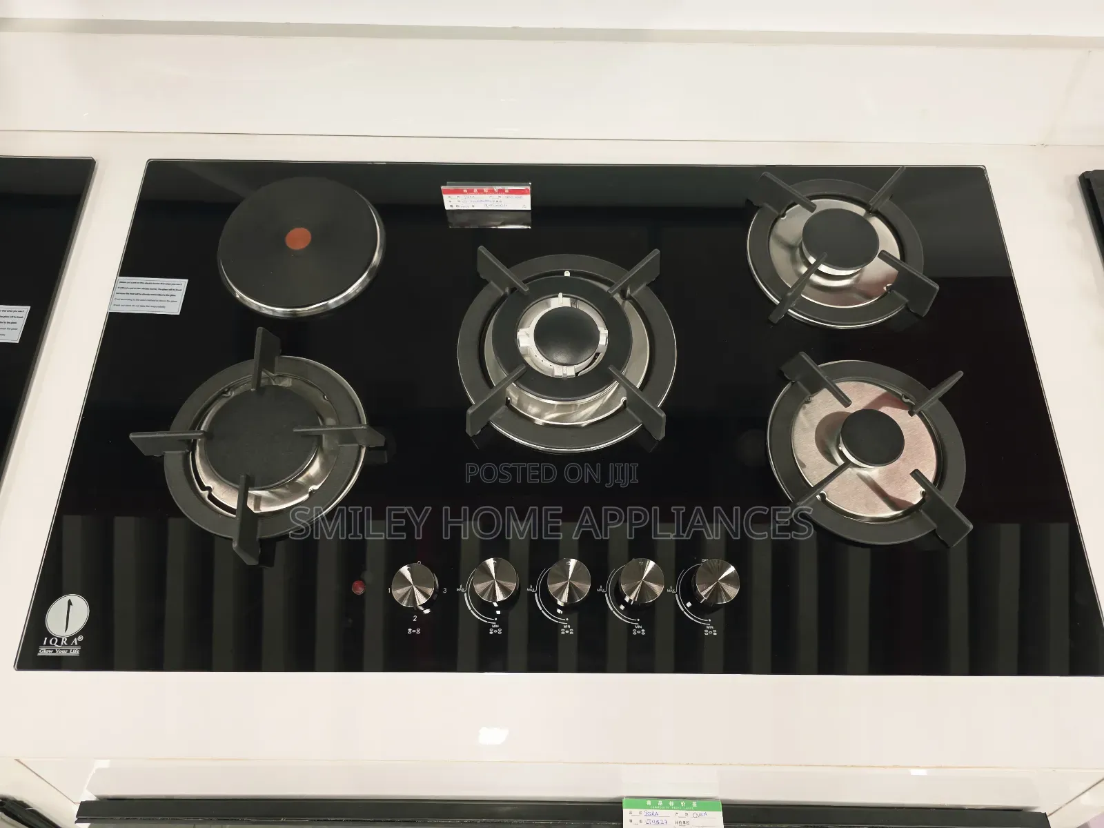Brand New Iqra 90cm*60cm Built in Stainless 5 Burner Glass Hob