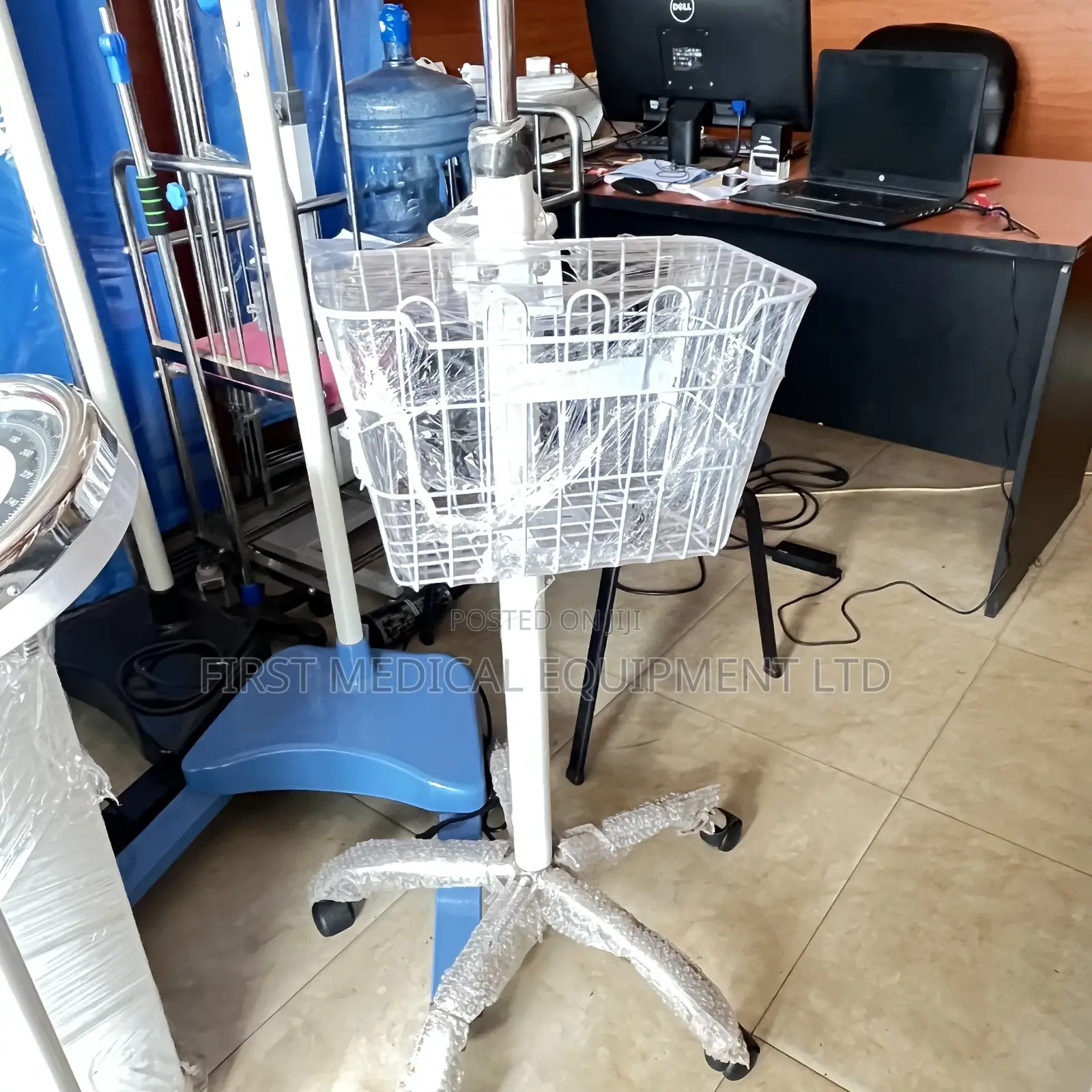 Stainless Steel Patient Monitor Stand - Big Basket