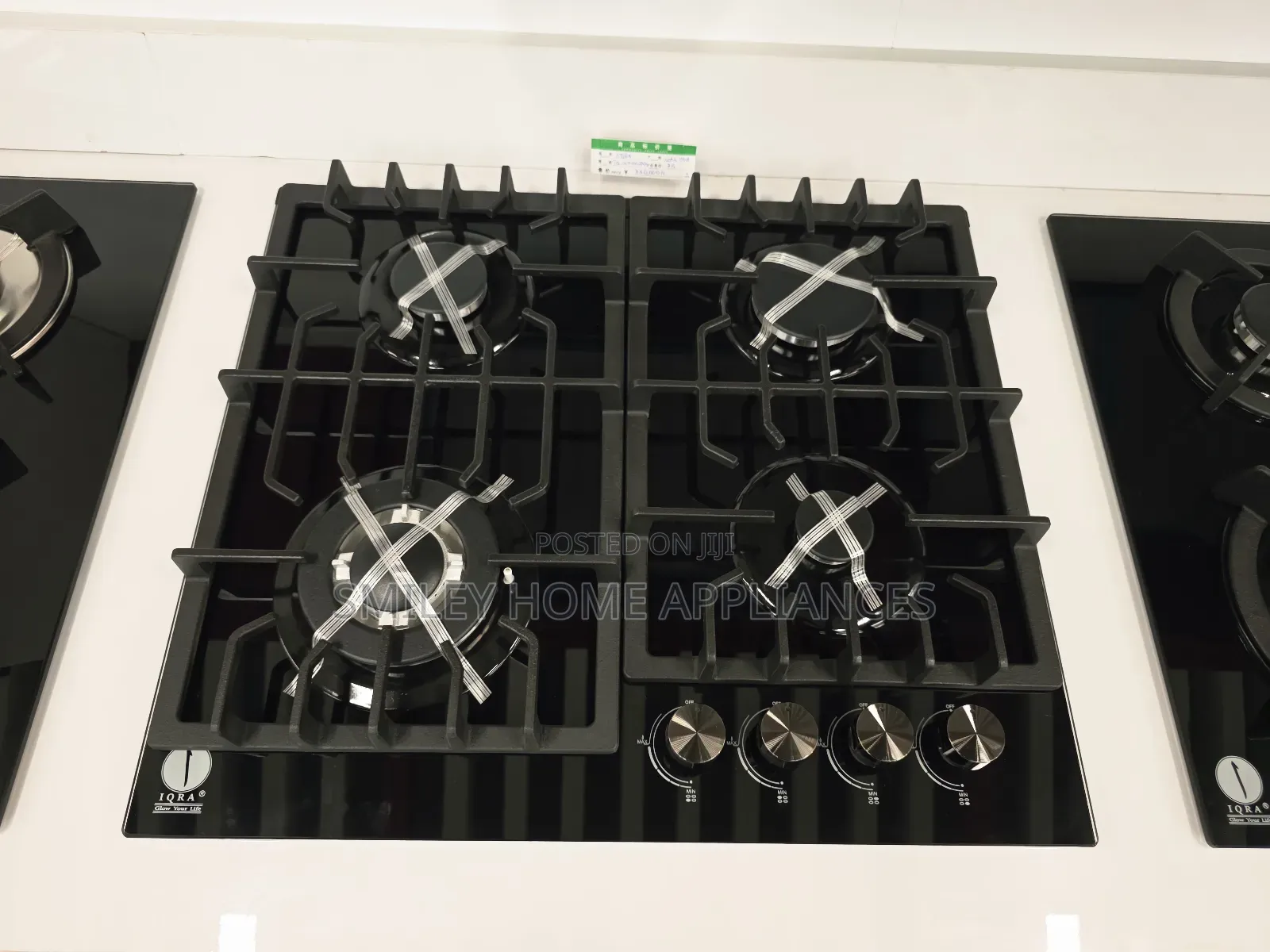 High Quality Iqra Built in Full Gas Black Glass Hob 60cm by 60cm