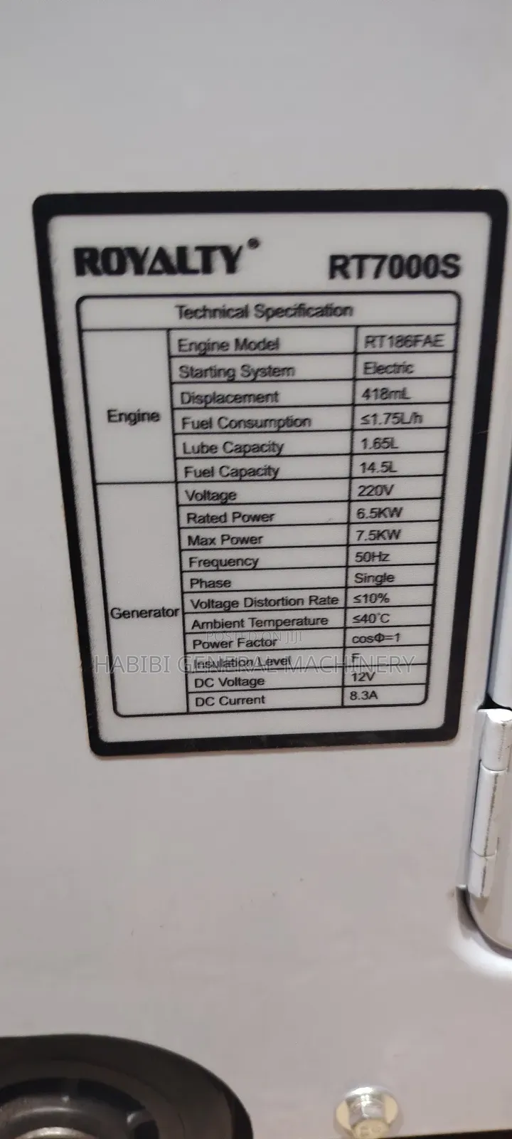 Royalty Key Start Diesel 8kva Generator