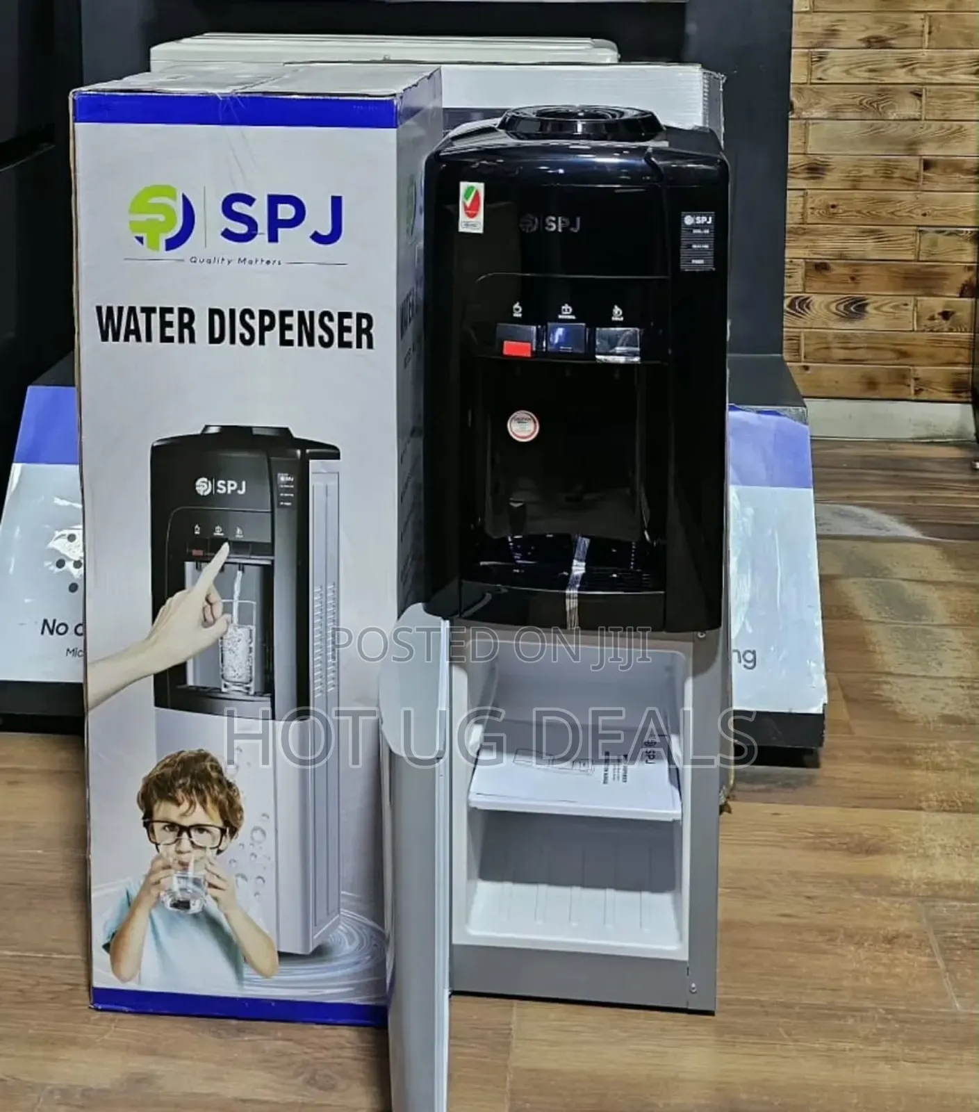 SPJ Hot and Cold Water Dispenser 3taps With a Refrigerator - Silver