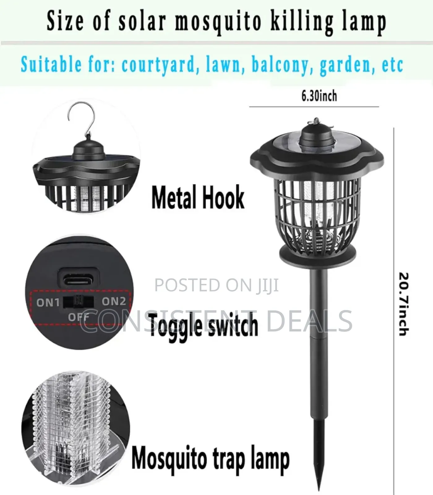 Outdoor Garden Rechargeable Waterproof 2-in-1 Mosquito Killer Lamp