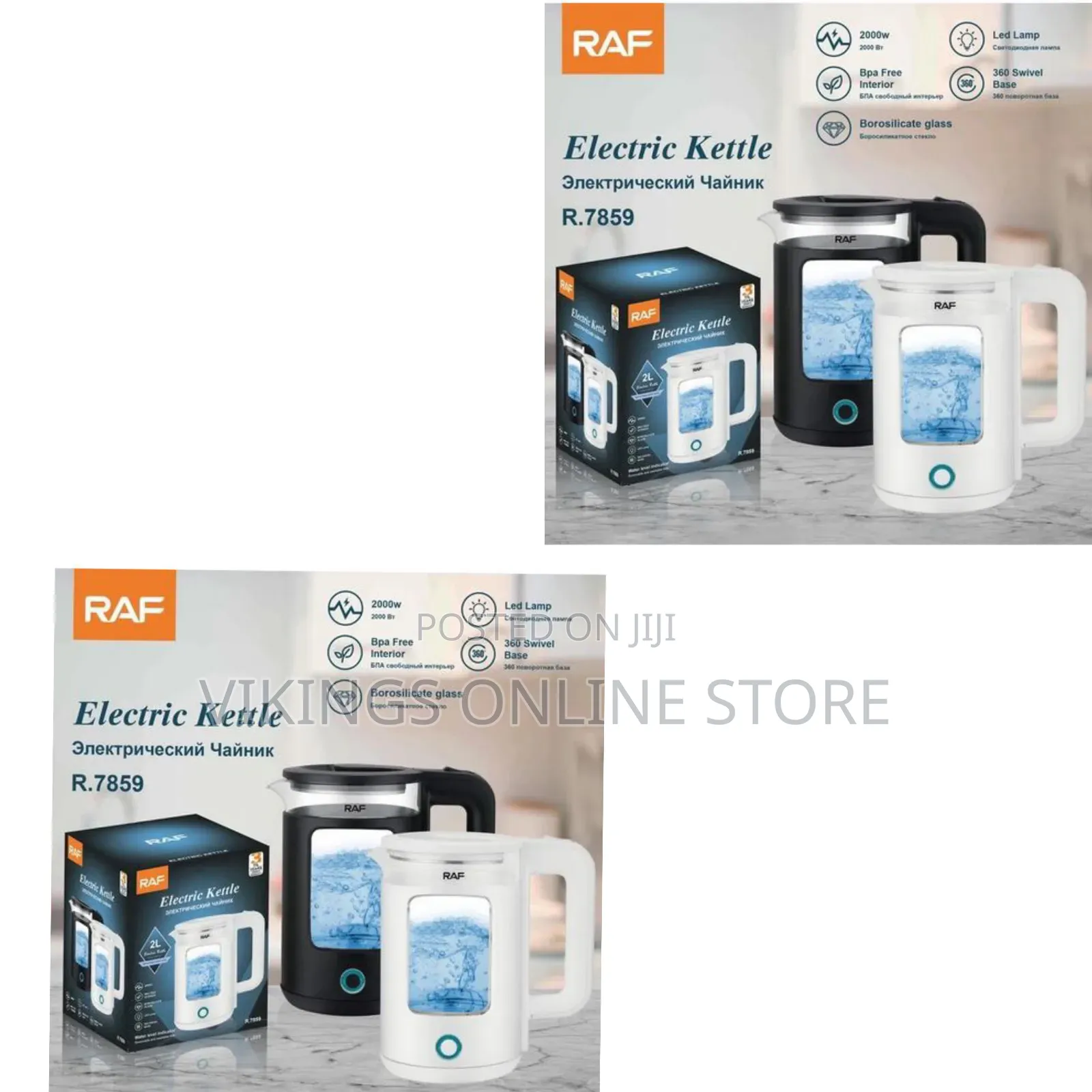 Raf Cordless Electric Kettle 2l, With Auto Shut 360-Degree Cord Design