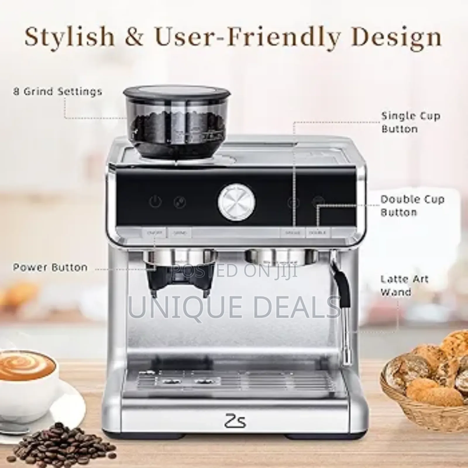 20 Bar Espresso Machine, Semi-Automatic Espresso Maker With Grinder