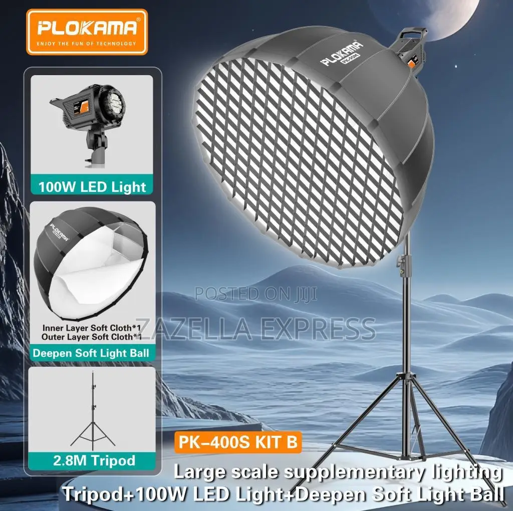 Plokama Pk-400s Kit-B Deep Octa Quick Folding Softbox Light With Grid