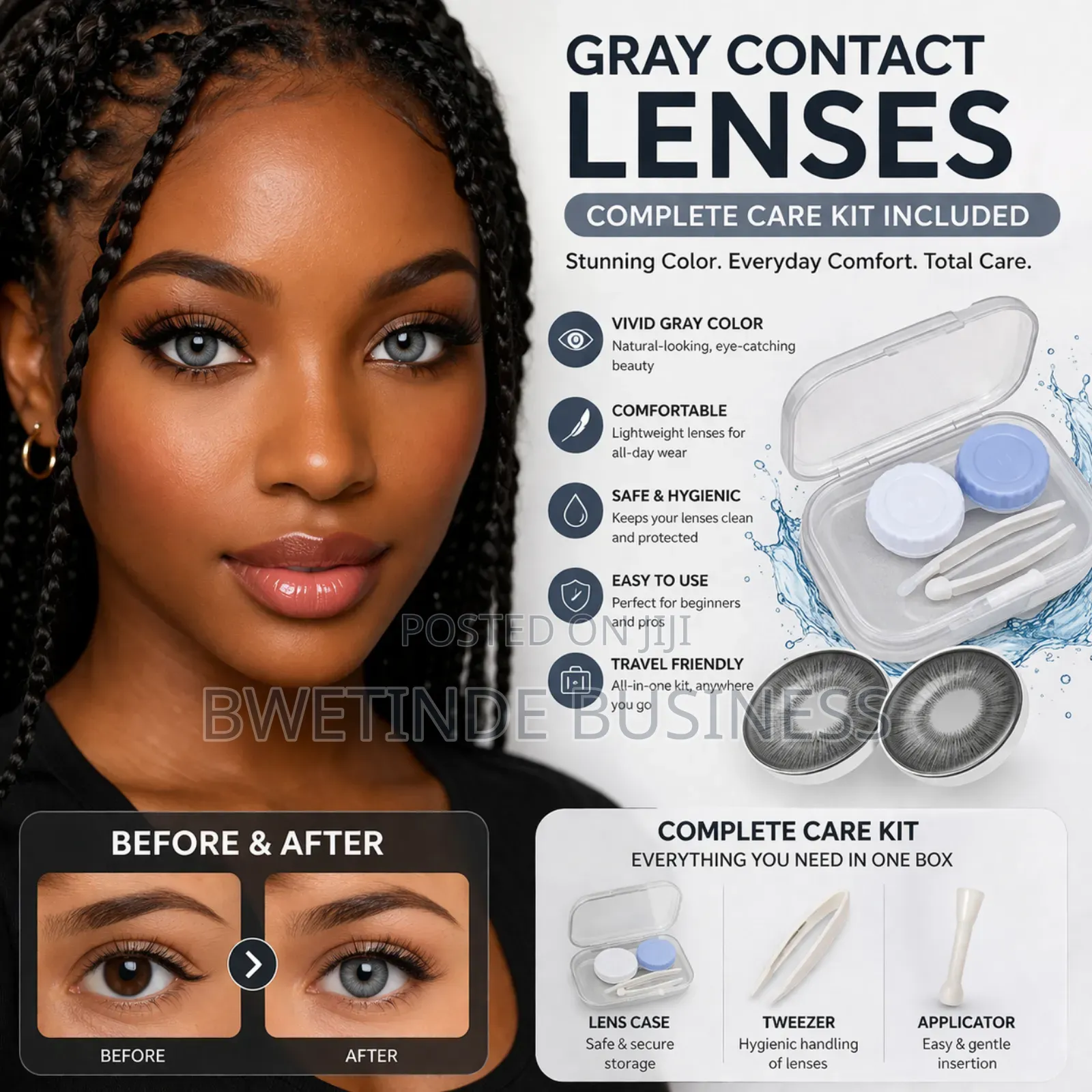 Gray Contact Lenses With Full Kit – Comfortable Natural Look
