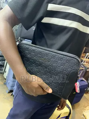 Black Leather Organizer Clutch