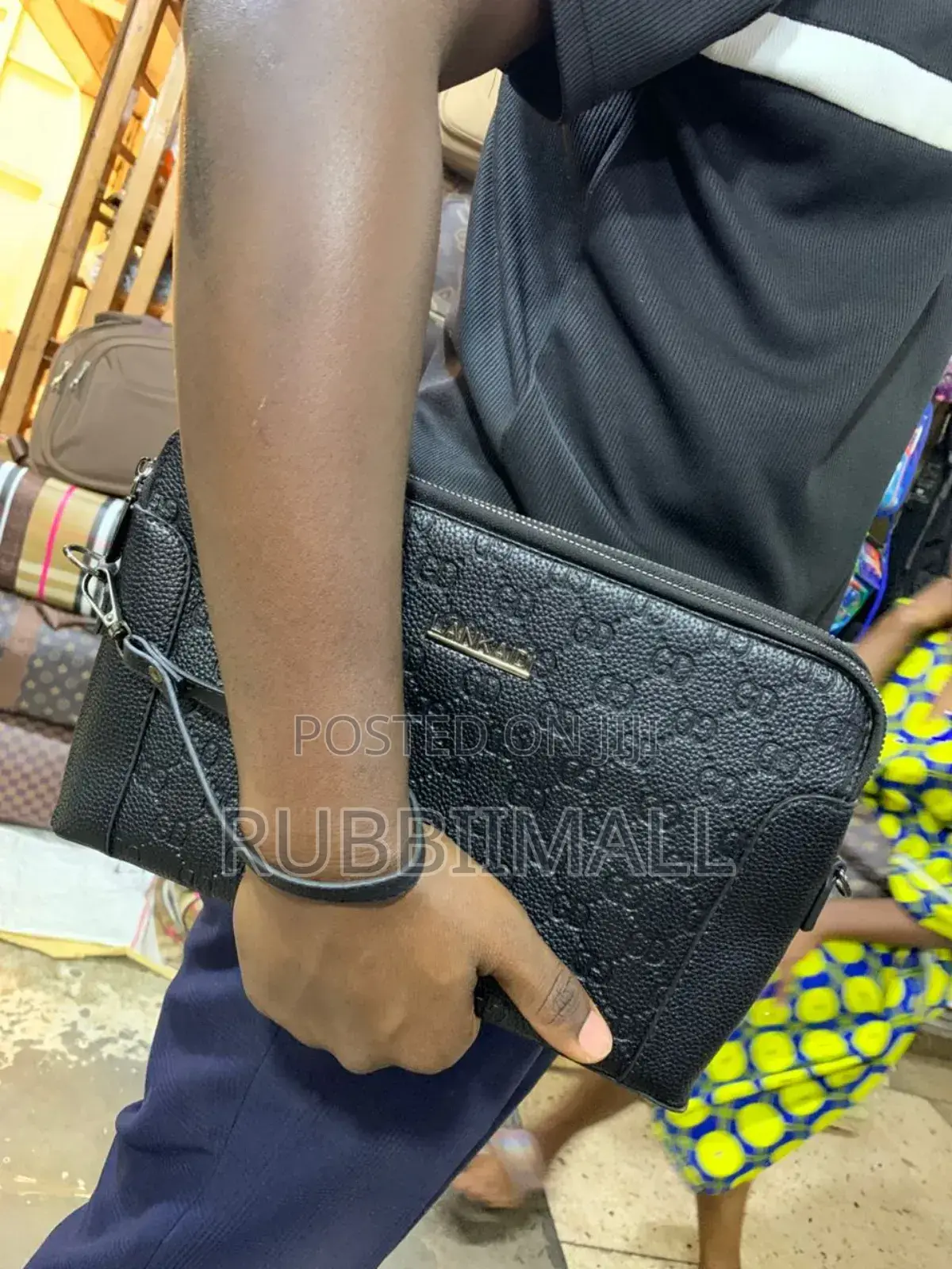 Black Leather Organizer Clutch