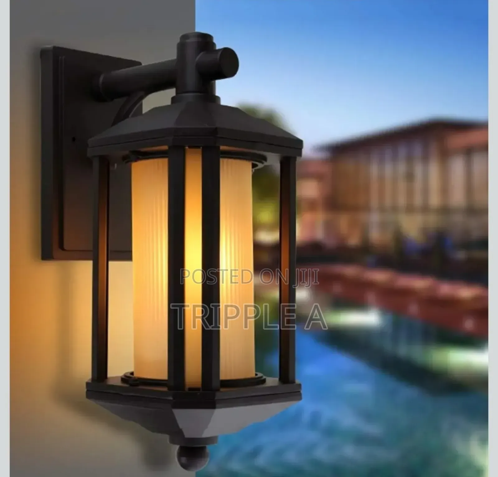 Outdoor Yellow Stripe Glass Garden Wall Lantern