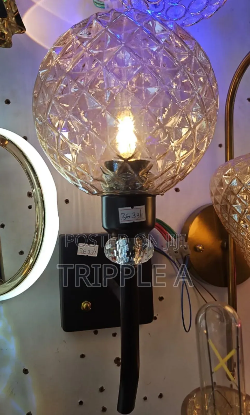 Diamond-Cut Glass Globe Shade Light