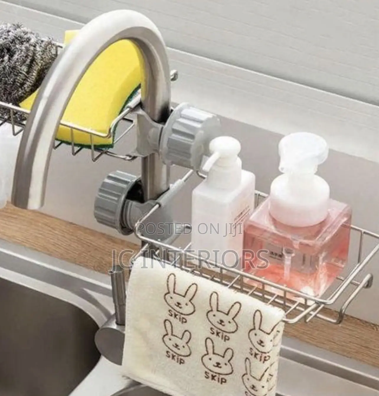Space-Saving Faucet-Mounted Stainless Steel Sink Caddy - Multicolor