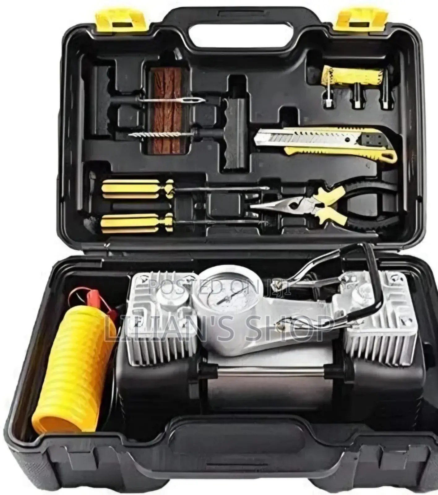 Portable 12v Dual-Cylinder Car Air Compressor and Tire Repair Kit