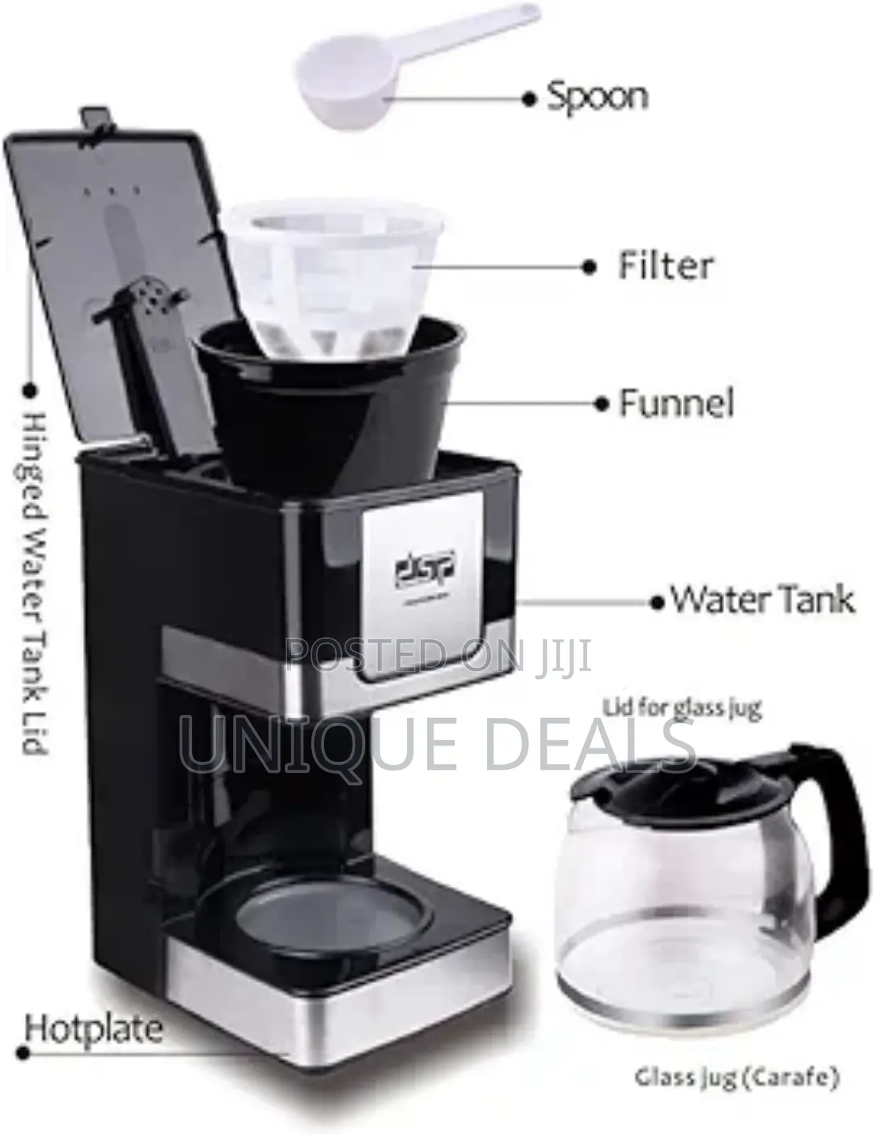 DSP Coffee Maker, Coffee Machine, 800-Watt Power
