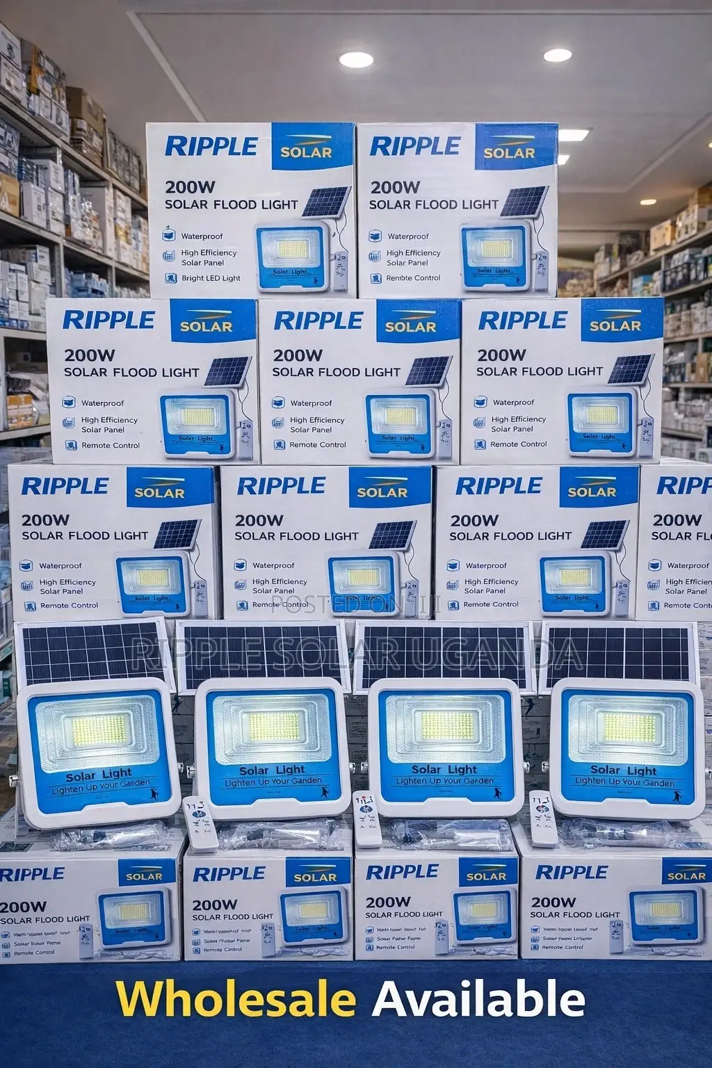 200w Solar Flood Light With Panel & Remote Waterproof Security Kampala