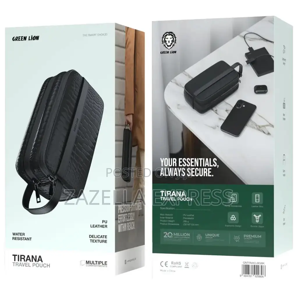 Green Lion Tirana Travel Pouch With Pu Leather Material Delicate
