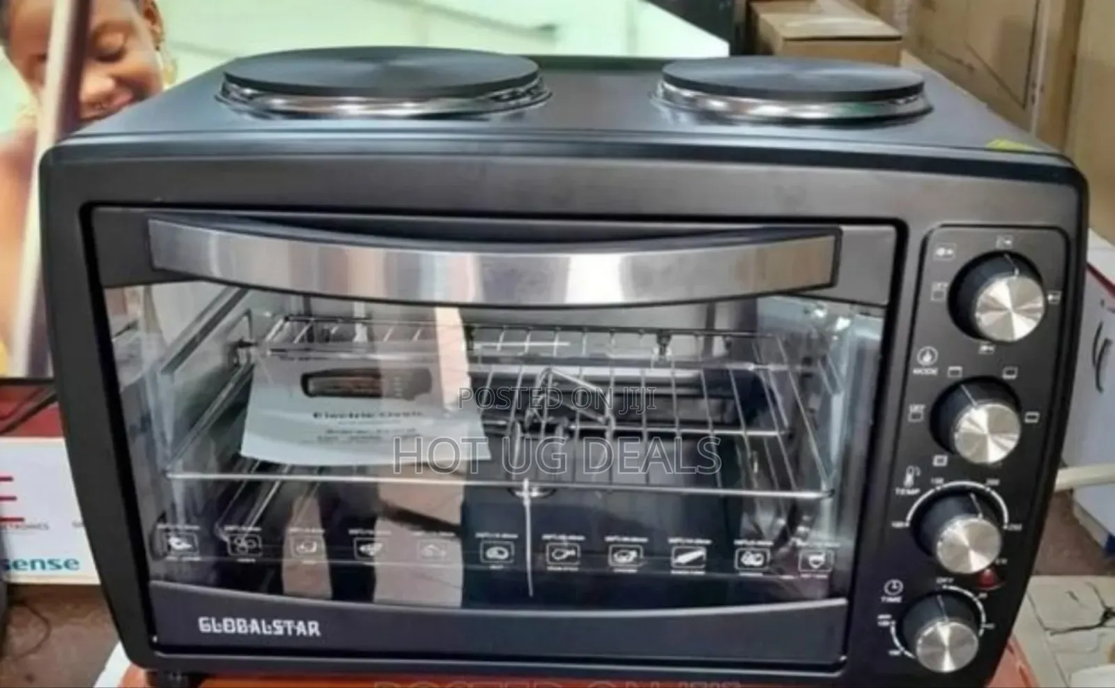 Global Star Oven With Rotisserie/Two Hot Plates 38 Litre / 38l