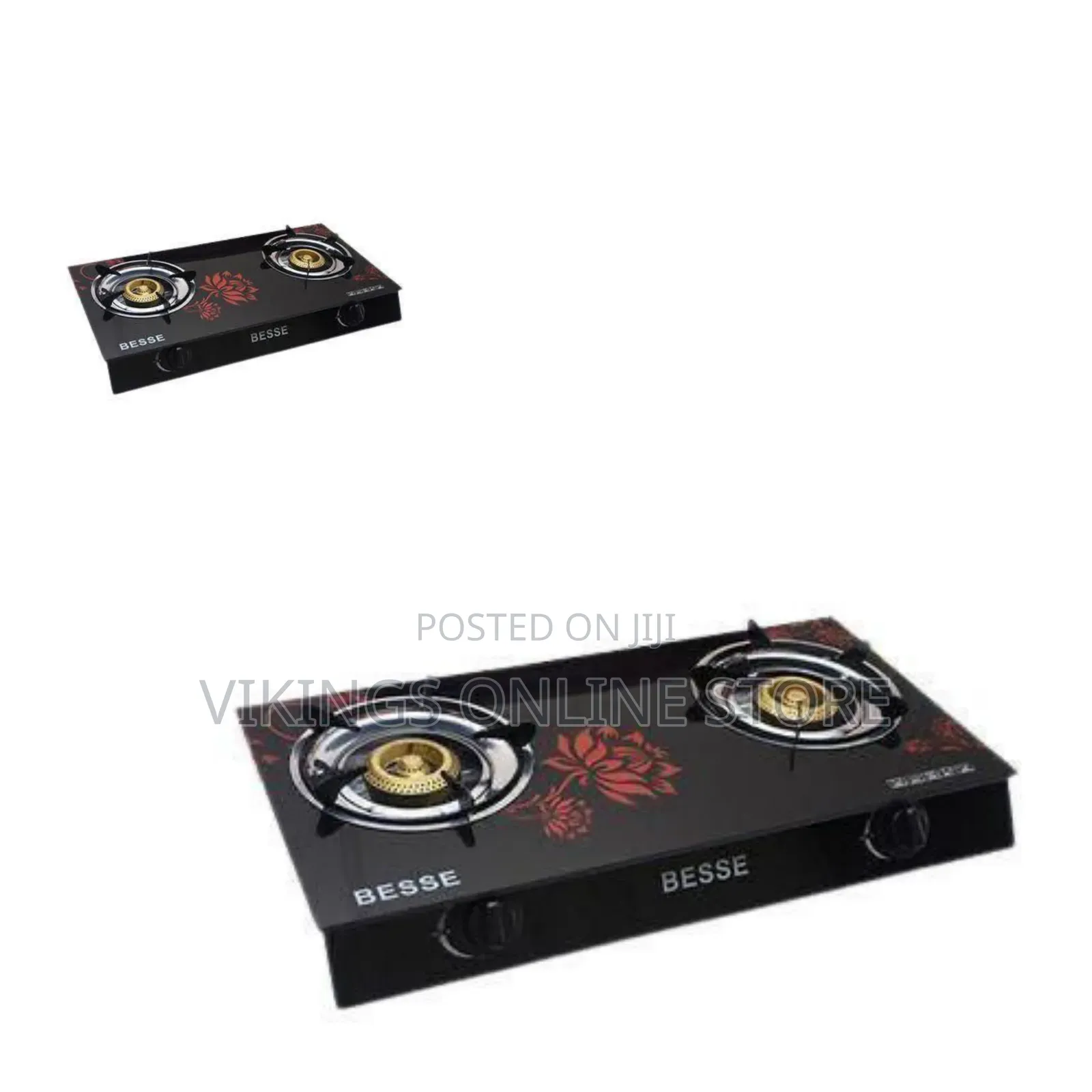 Besse 2 Burner Tempered Glass Work Desk Top Gas Stove Cooker Hot Plate