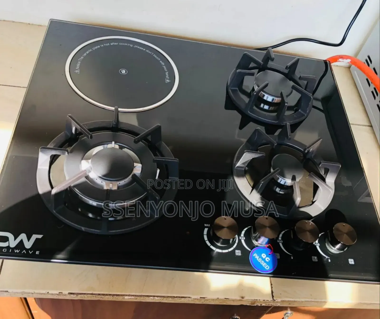 Digiwave 60×60cm Built-in Gas Hob – 3 Gas Burners + 1 Electric Plate