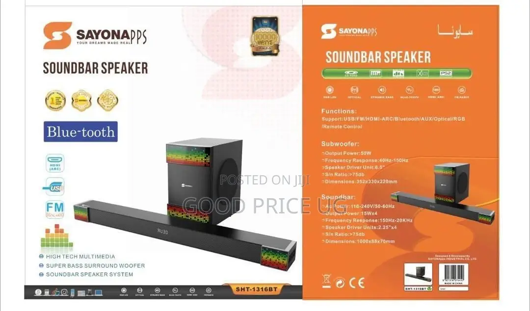 Sayonapps SHT-1316bt Is a High-Tech Multimedia Soundbar Speaker System