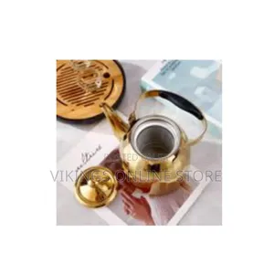 3 Litre Gold Stove Top Whistling Kettle Stainless Steel Mirror Finish