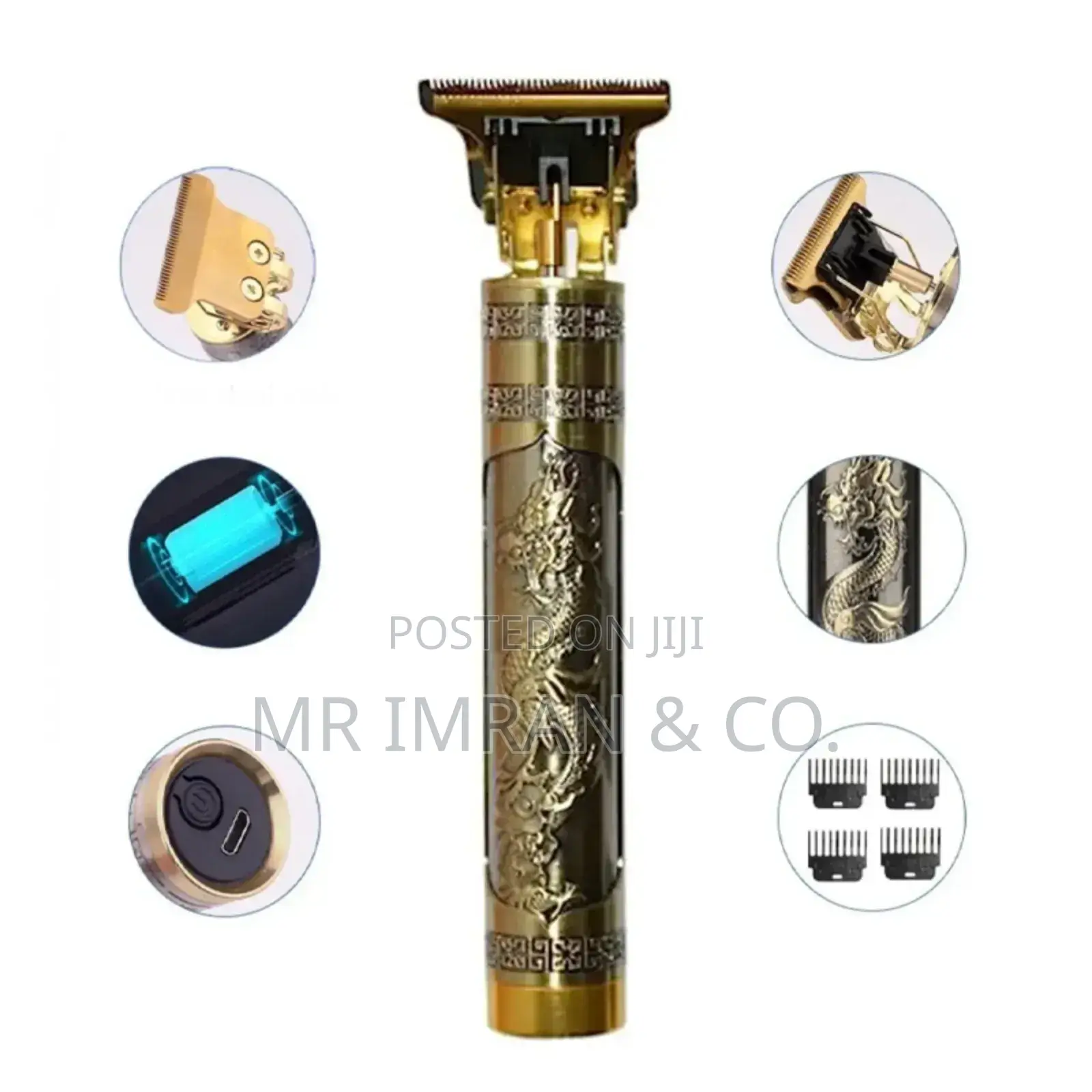 Gold-Colored Professional Rechargeable Beard and Hair Trimmer