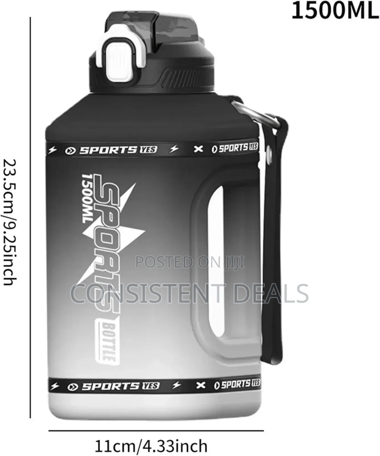 Water Bottle With Marker,1.5l Water Bottle With Handle and Straw