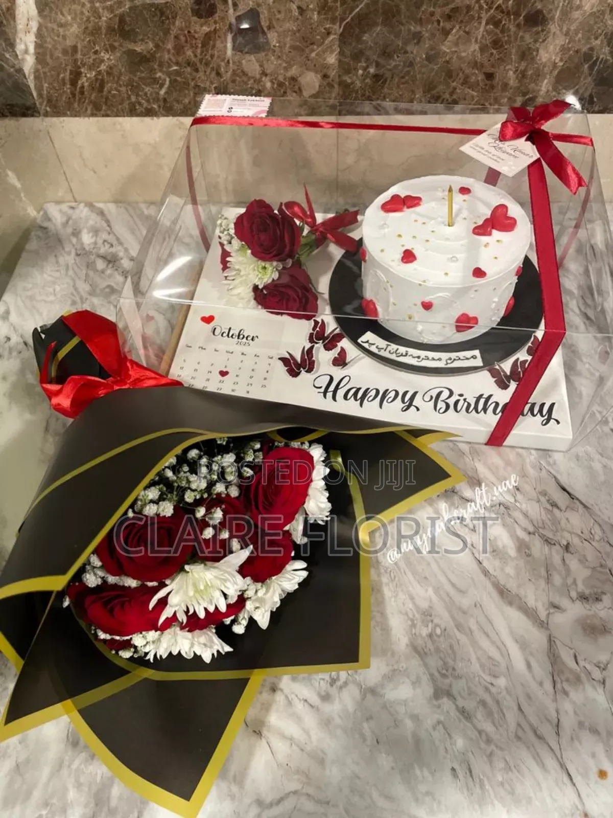 Cake, Wine, Chocolate and Fresh Flower Package for Birthday
