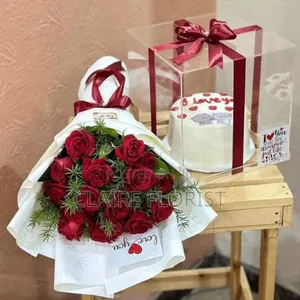 Cake, Wine, Chocolate and Fresh Flower Package for Birthday