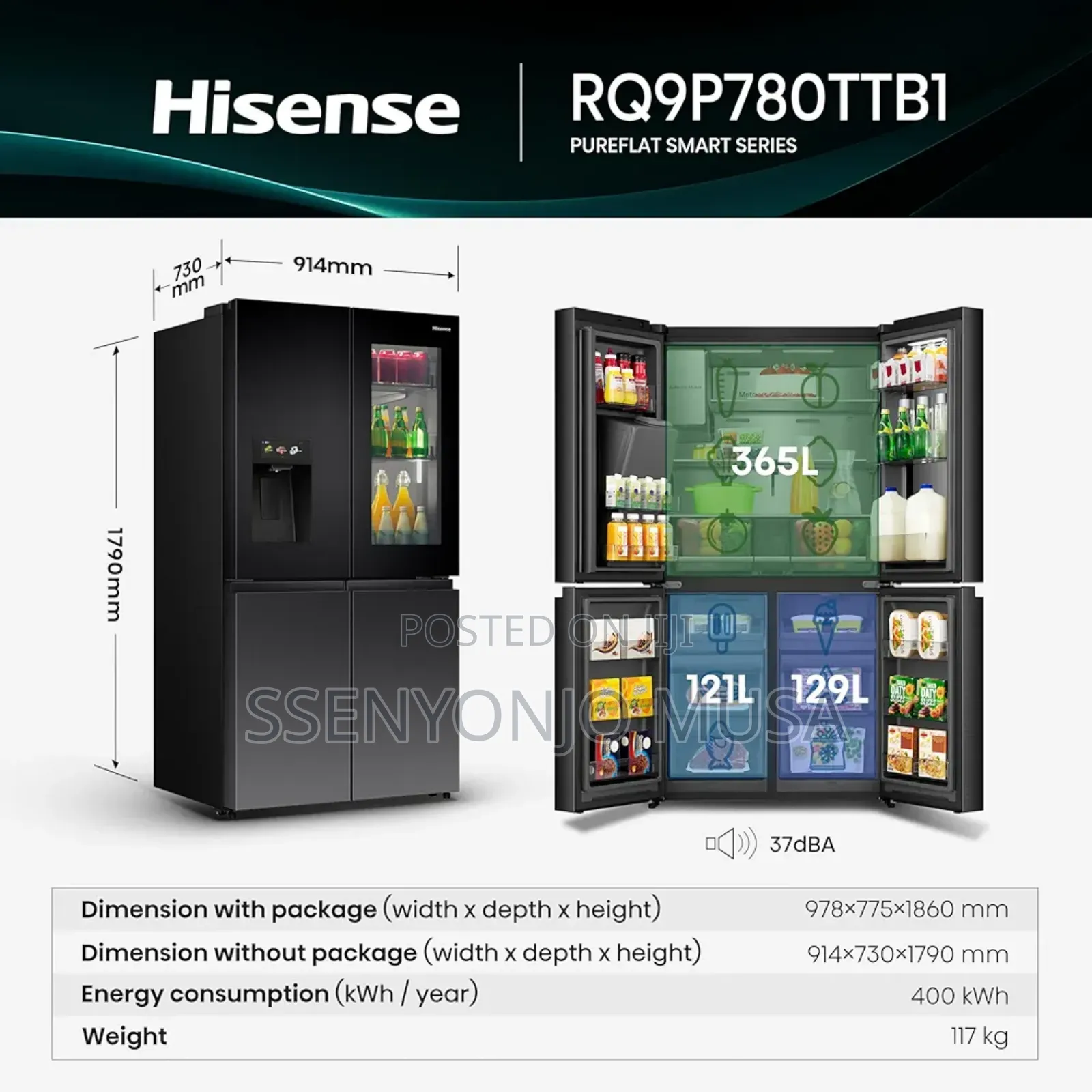 Hisense Knock Knock Fridge 780l – 4 Door French Door, Water Dispenser