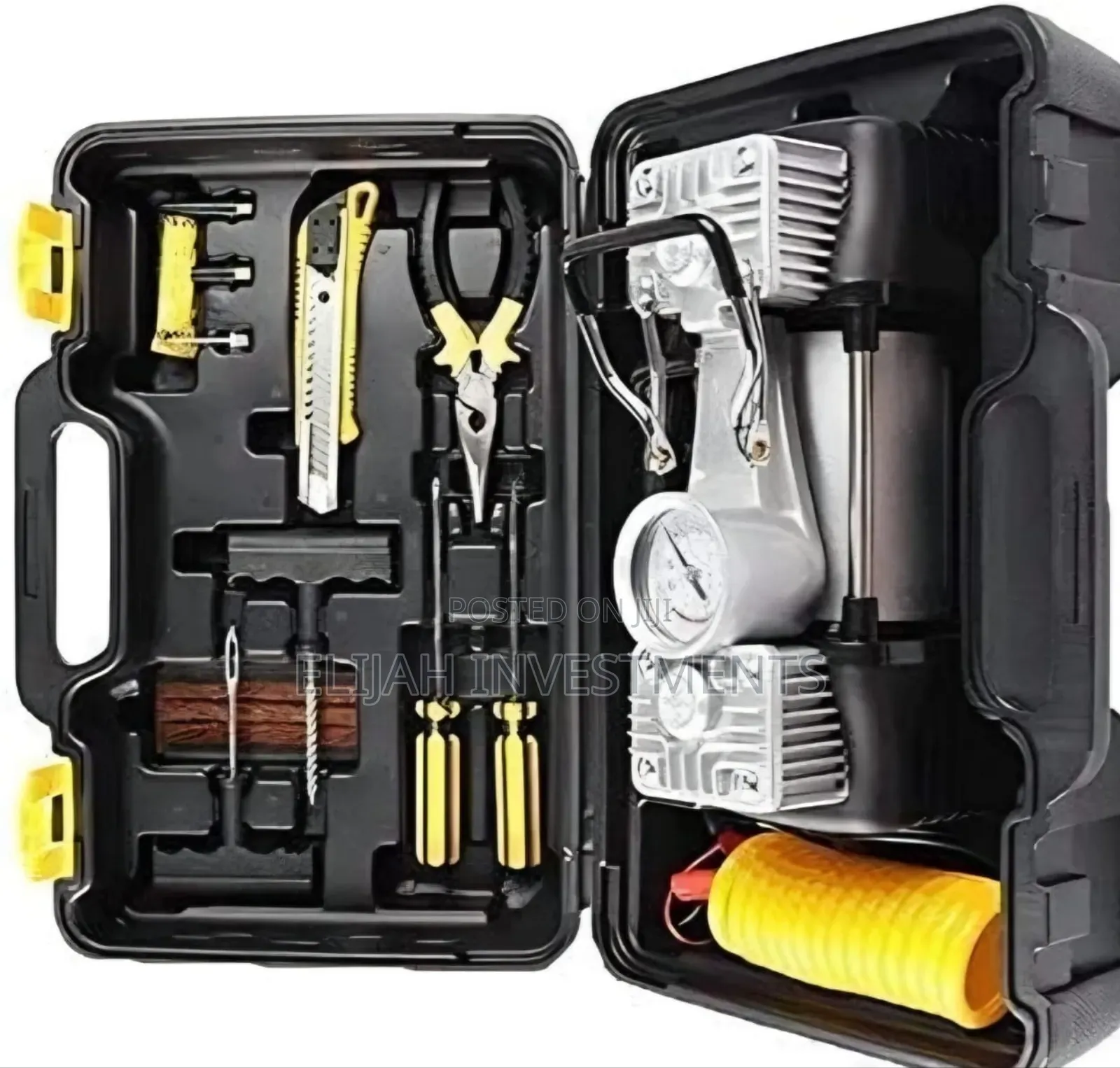 Portable 12v Dual-Cylinder Car Air Compressor and Tire Repair Kit