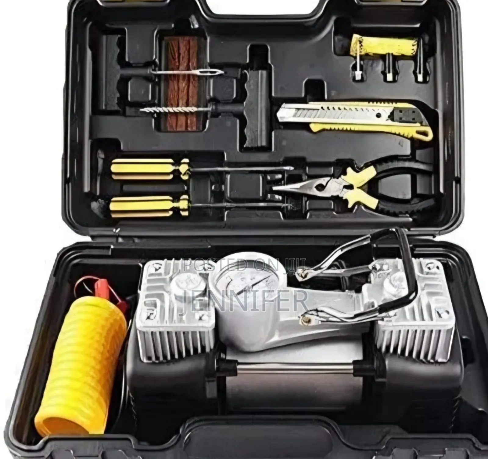 Portable 12v Dual-Cylinder Car Air Compressor and Tire Repair Kit