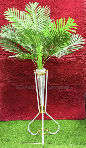 Artificial Palm Plant With Vessel and White Stones