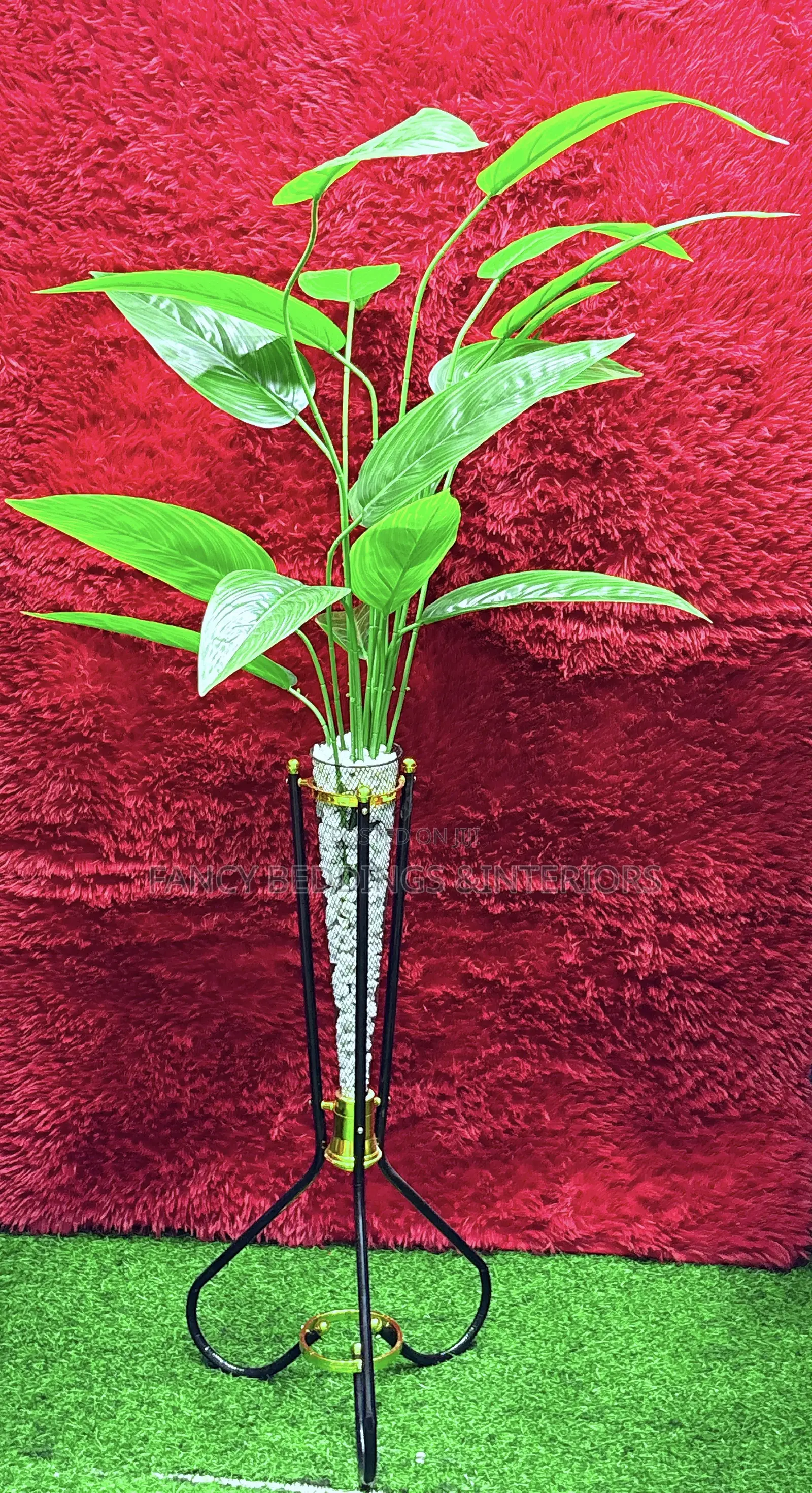 Artificial Plant With Vessel and White Stones