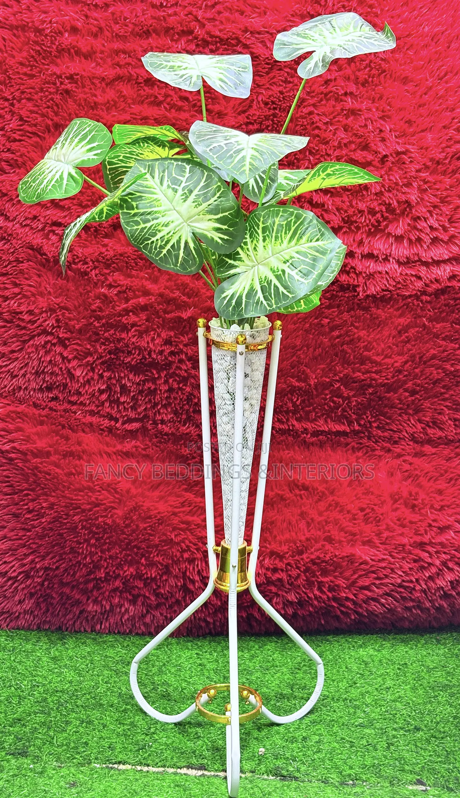 Artificial Plant With Vessel and White Stones