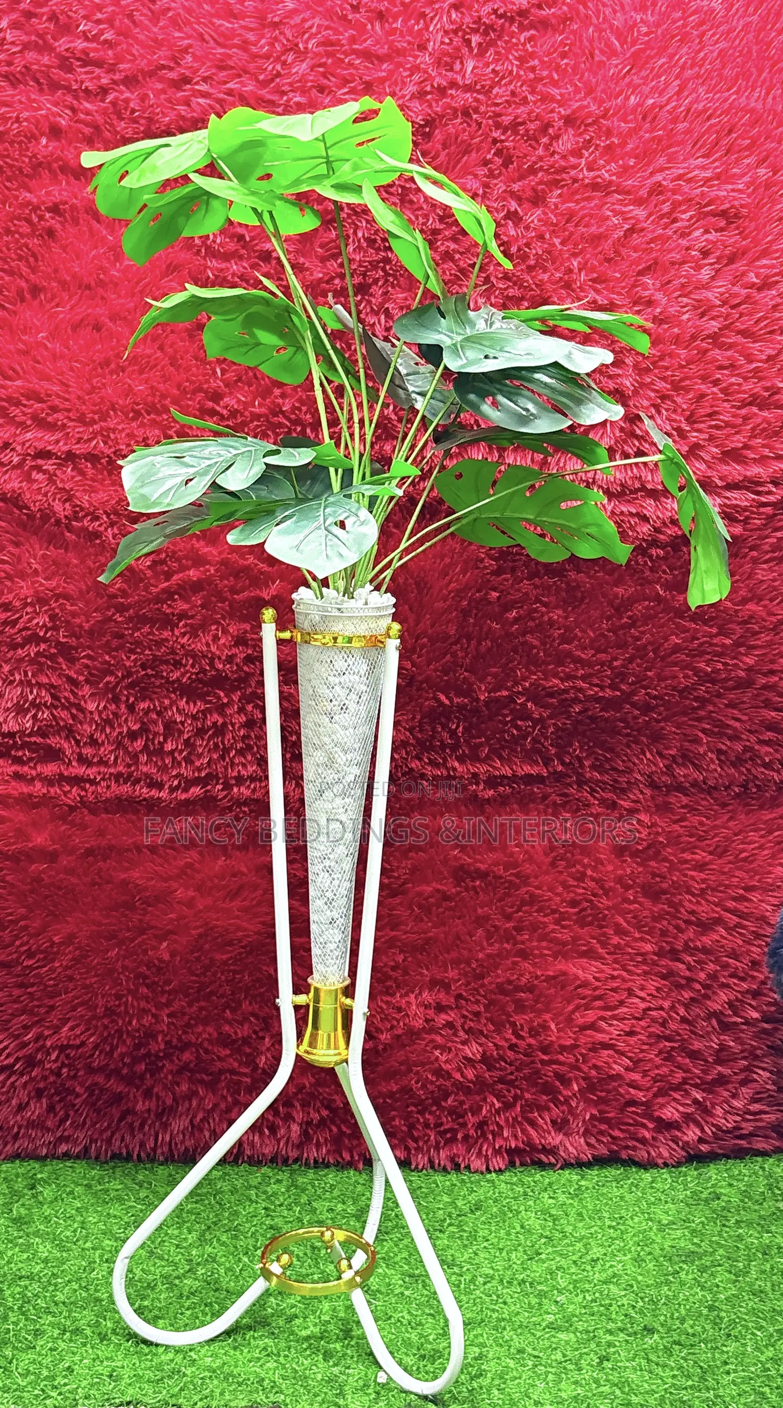 Artificial Plant With Vessel and White Stones