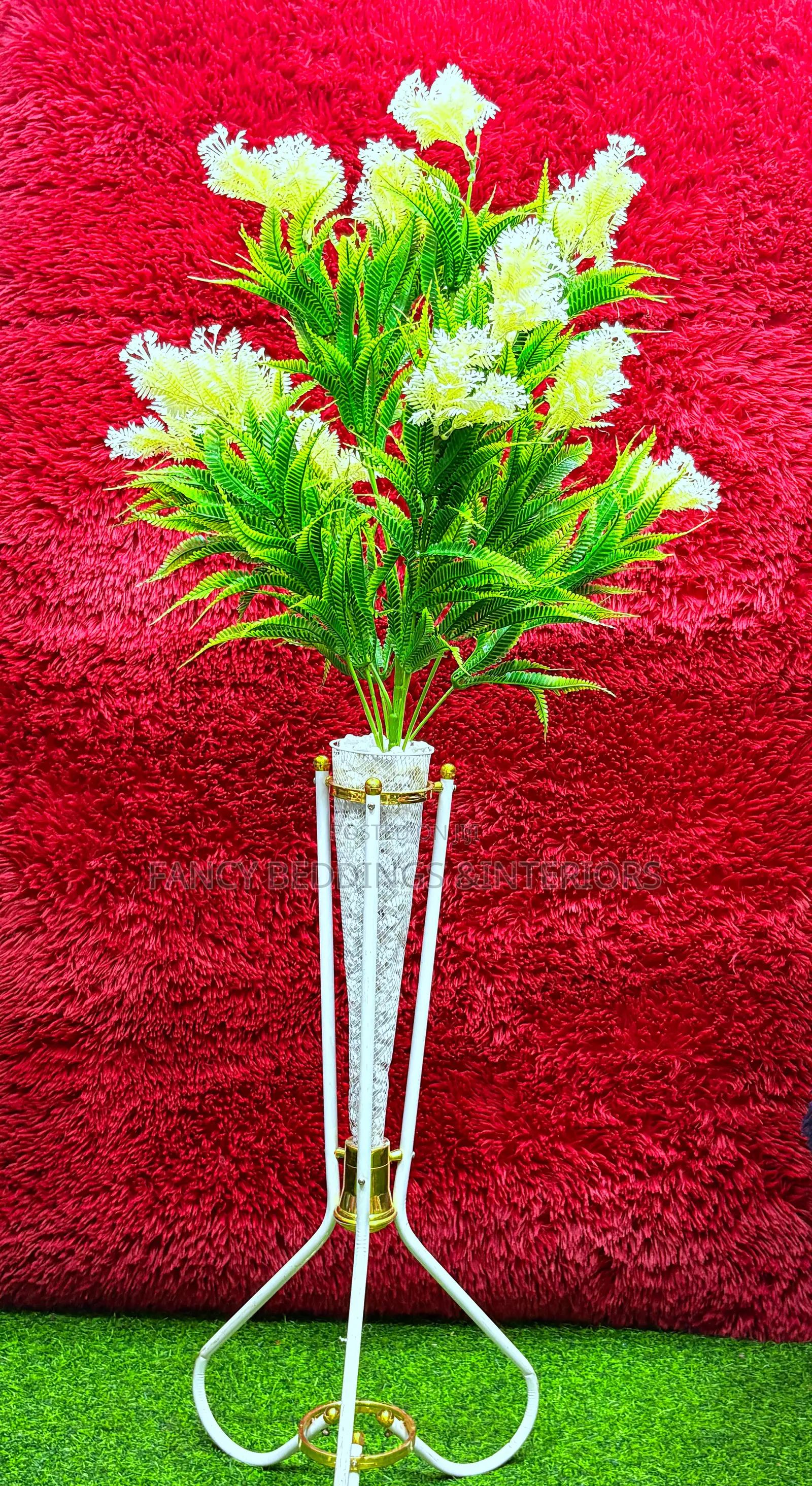 Artificial Plant With Vessel and White Stones