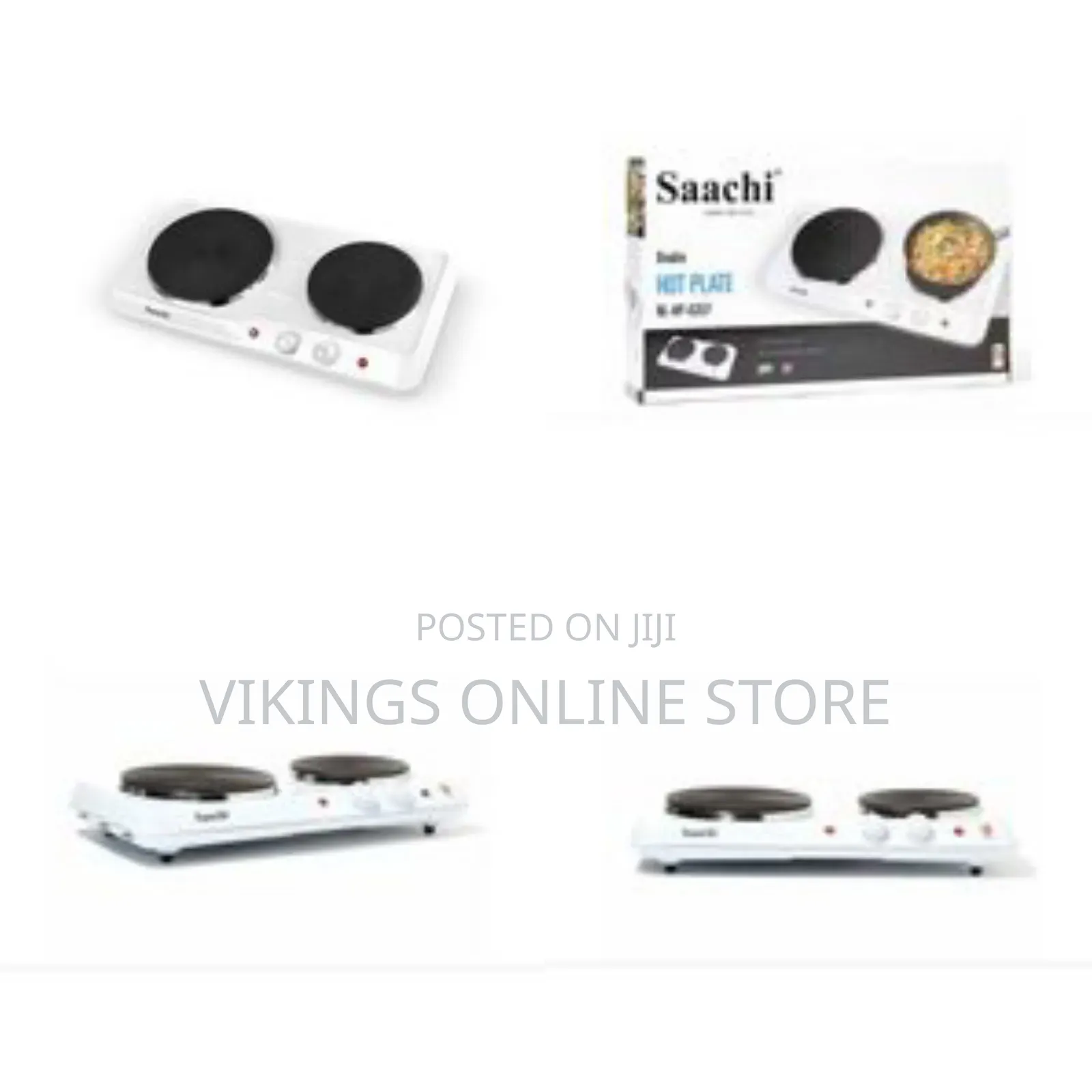 Saachi 2 Burner Hot Plate Cooker With Adjustable Thermostat, White