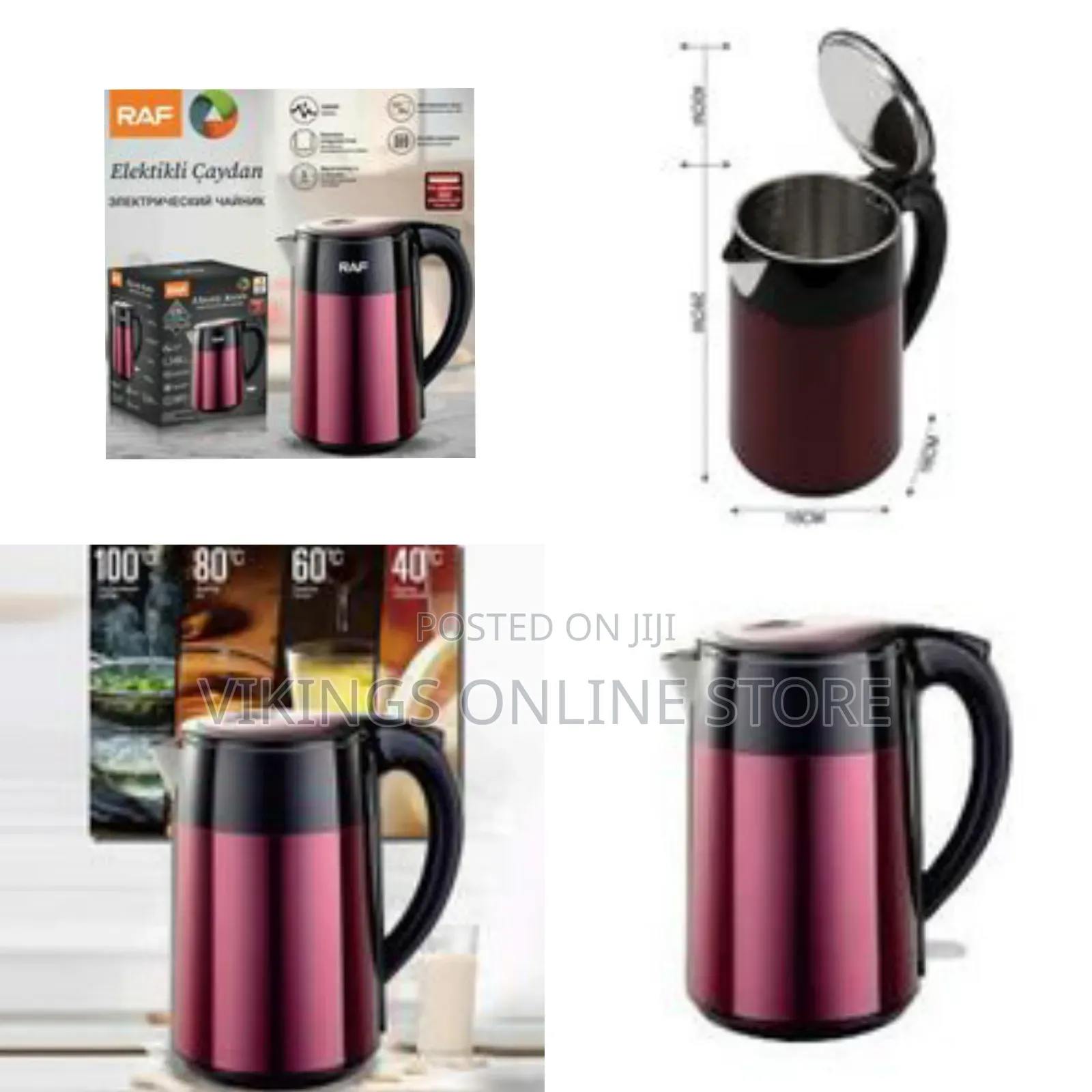 Raf 2l Electric Stainless Steel Cordless Kettle Double Layer Tea for ...